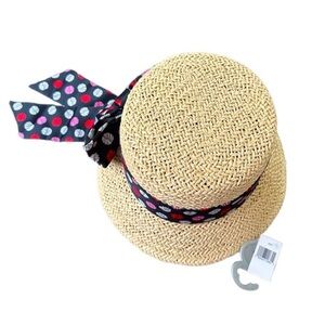 Women’s Authentic Disney Minnie Mouse Straw Hat with Polka Dot Ribbon - NWT
